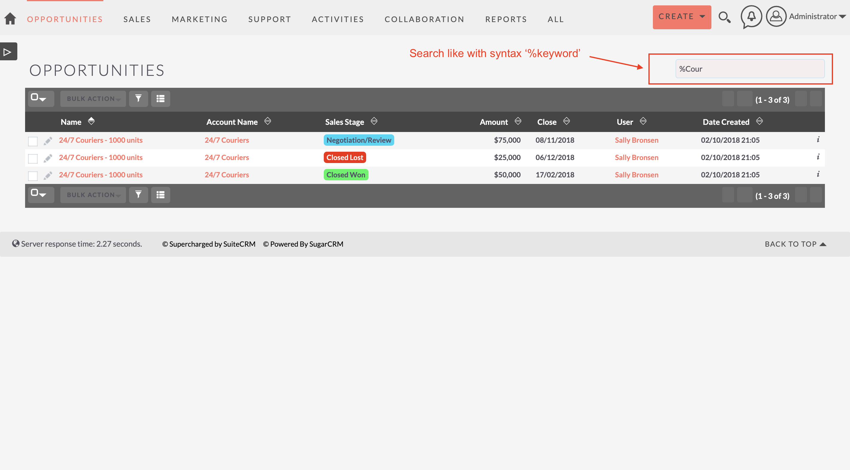 MTS Quick Search for SuiteCRM search by keyword