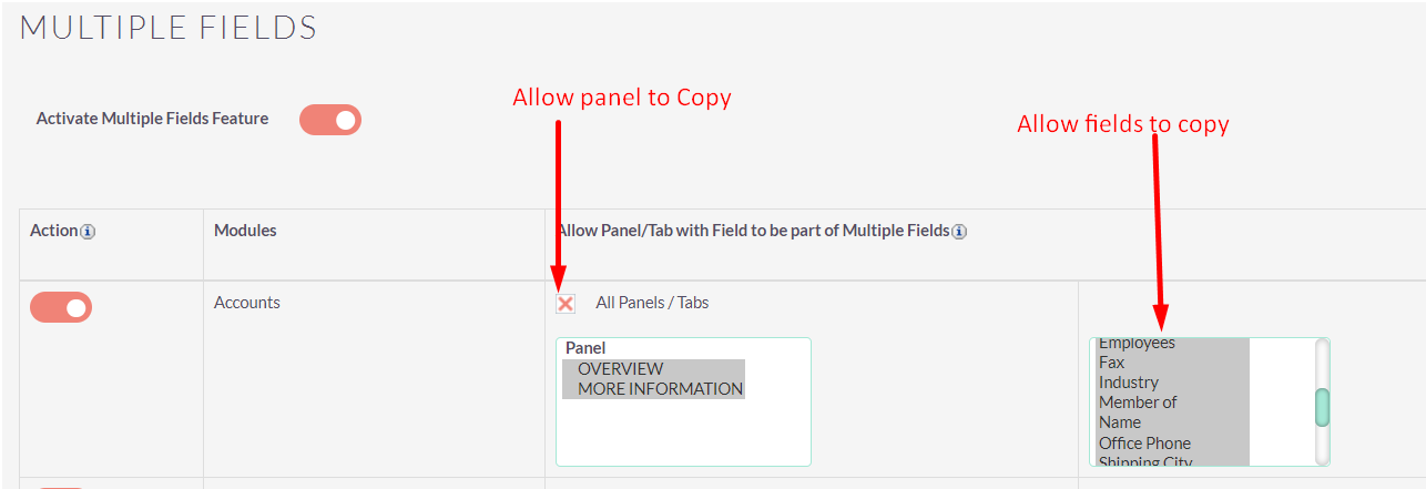 Multiple Fields add-on for SuiteCRM configuration