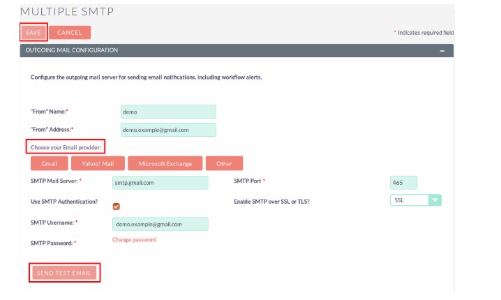 SuiteCRM User Email Server Configuration