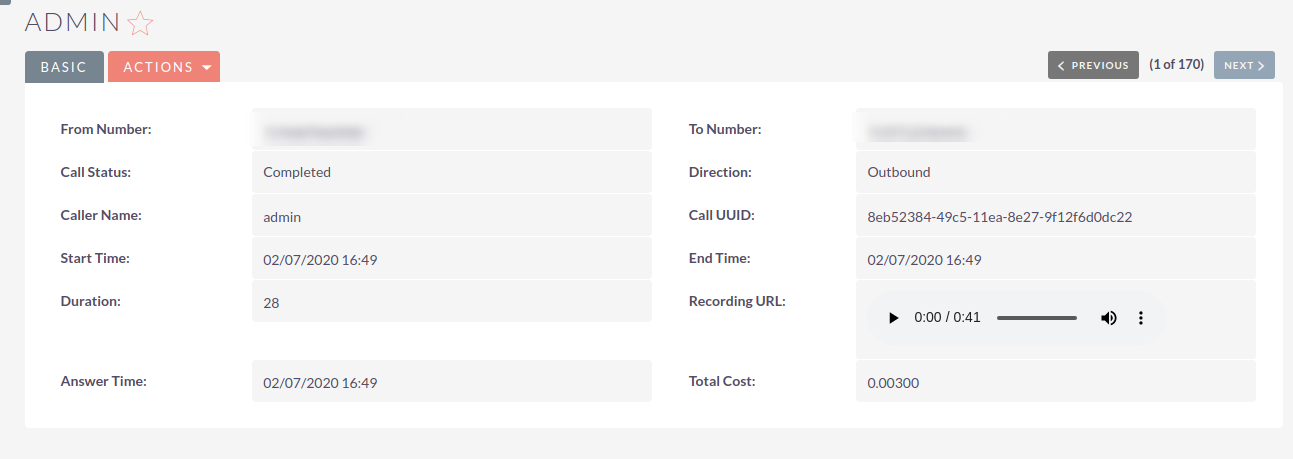 Plivo Click-to-Call Integration for SuiteCRM call log with recording