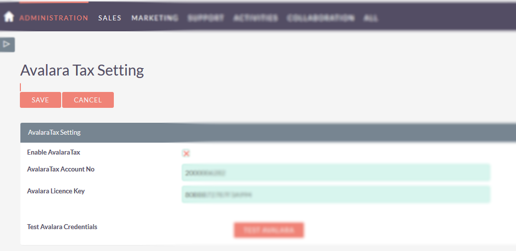 Enter Avalara Tax number for SuiteCRM Quotation Avalara Tax add-on