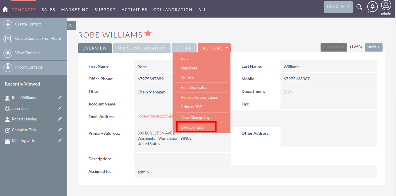 Sync contacts in the RD Station Integration for SuiteCRM