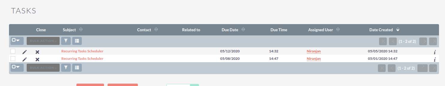 Recurring Tasks Extension for SuiteCRM tasks list