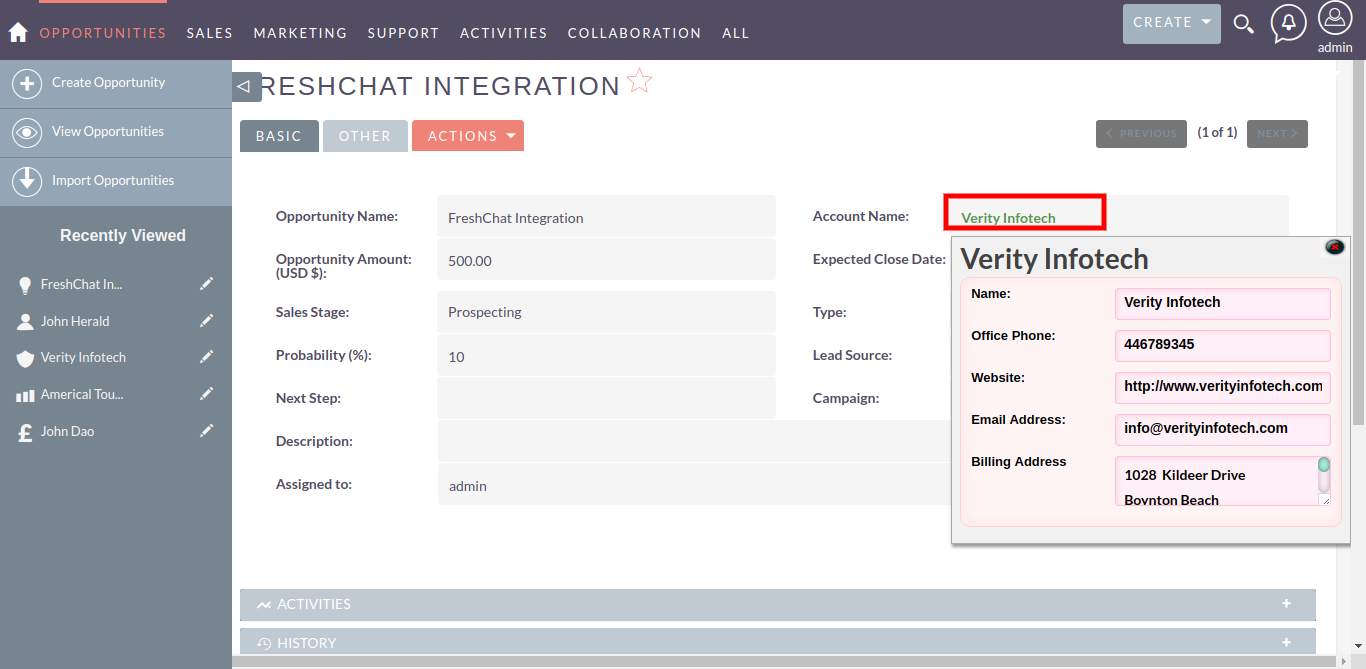 Detail View of Related QuickView add-on for SuiteCRM