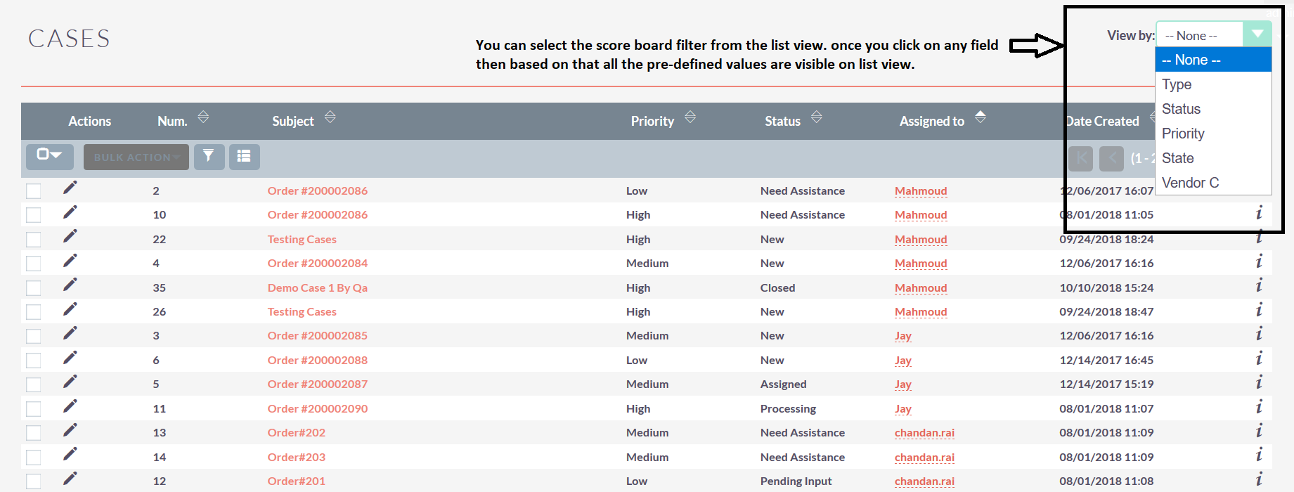 Scoreboard add-on for SuiteCRM case List View 1