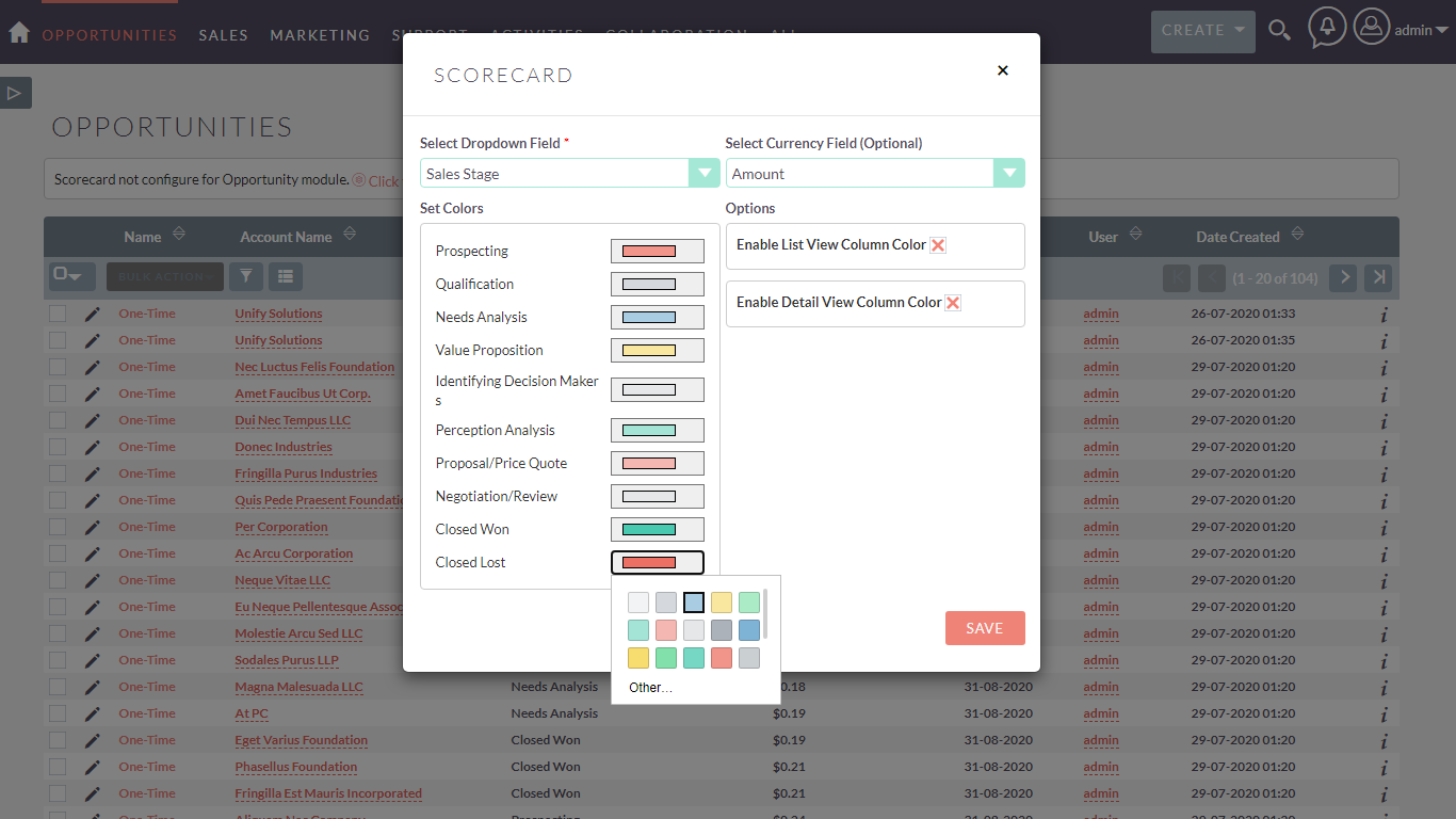 Scorecard add-on for SuiteCRM