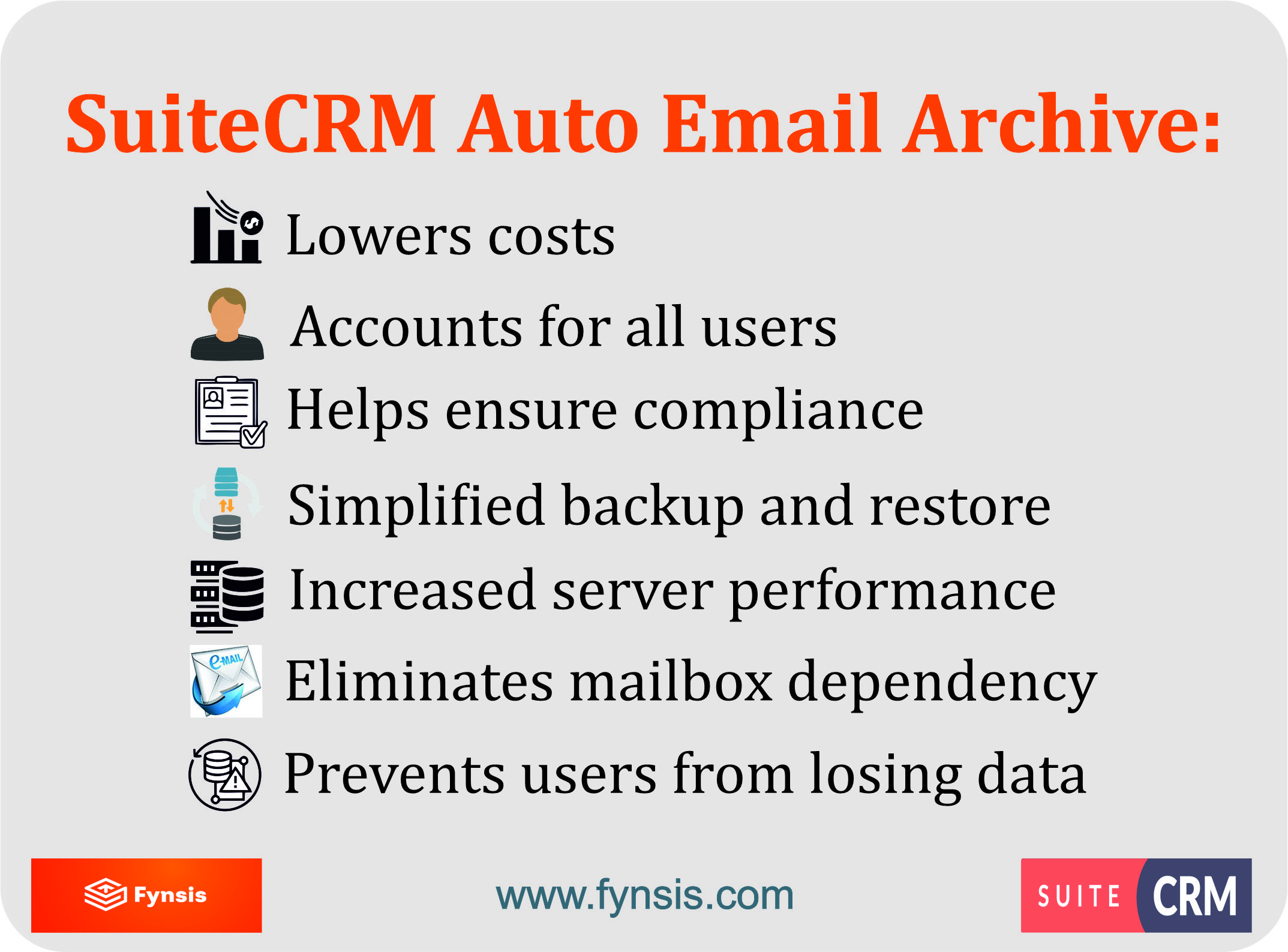 Auto Email Archive add-on for SuiteCRM benefits list