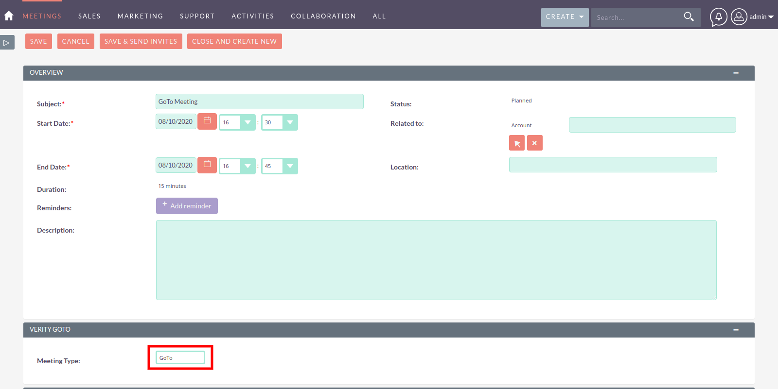 SuiteCRM GoToMeeting Integration