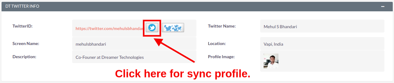 Sync Your Twitter Profile Example