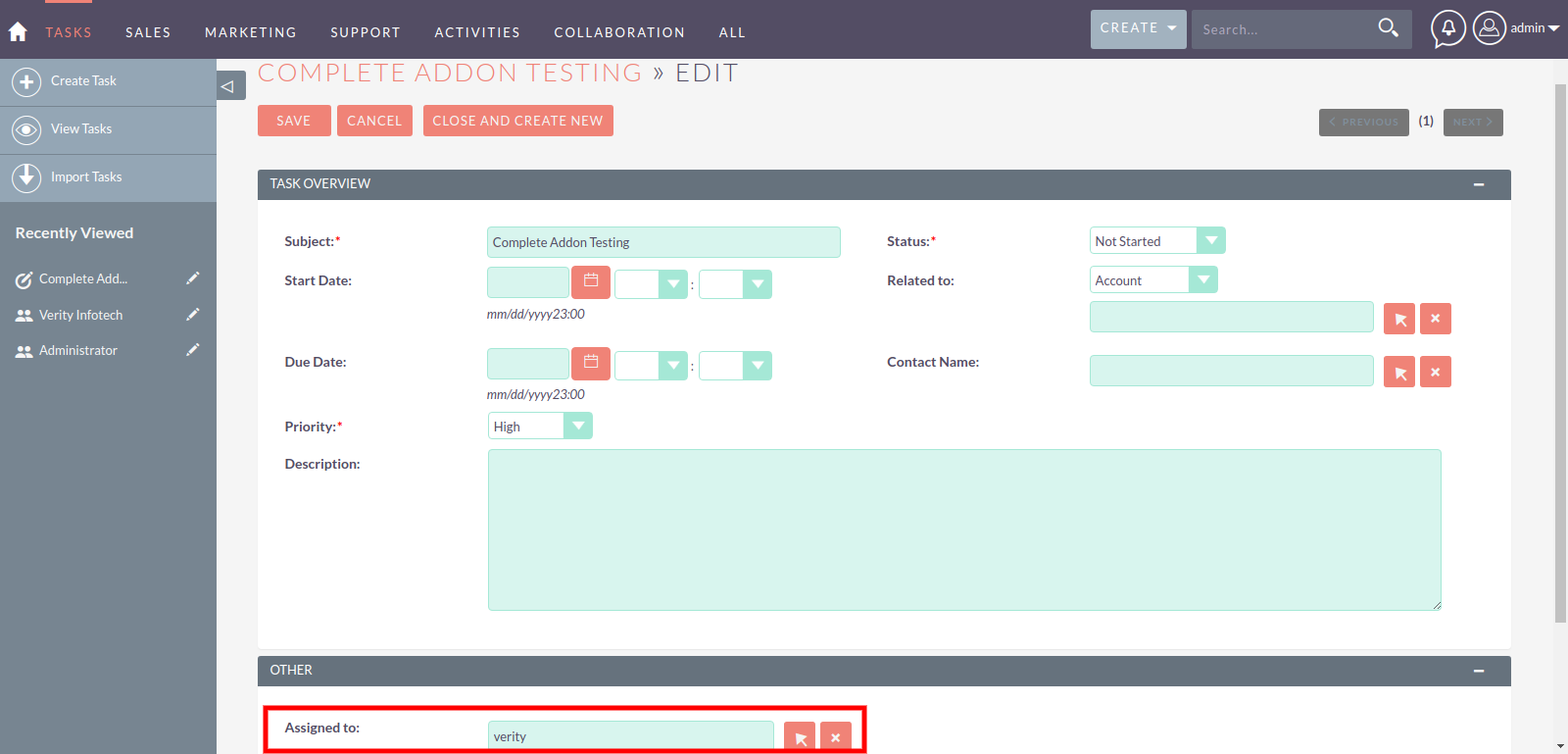 New record assigned in SuiteCRM Web Push Notifications add-on