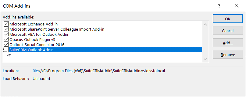 auto load add ins outlook
