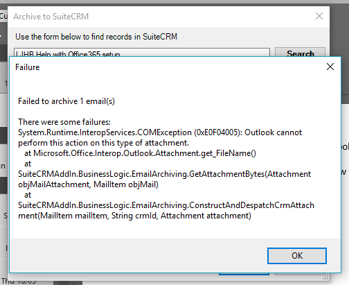 SuiteCRM Outlook Error.jpg